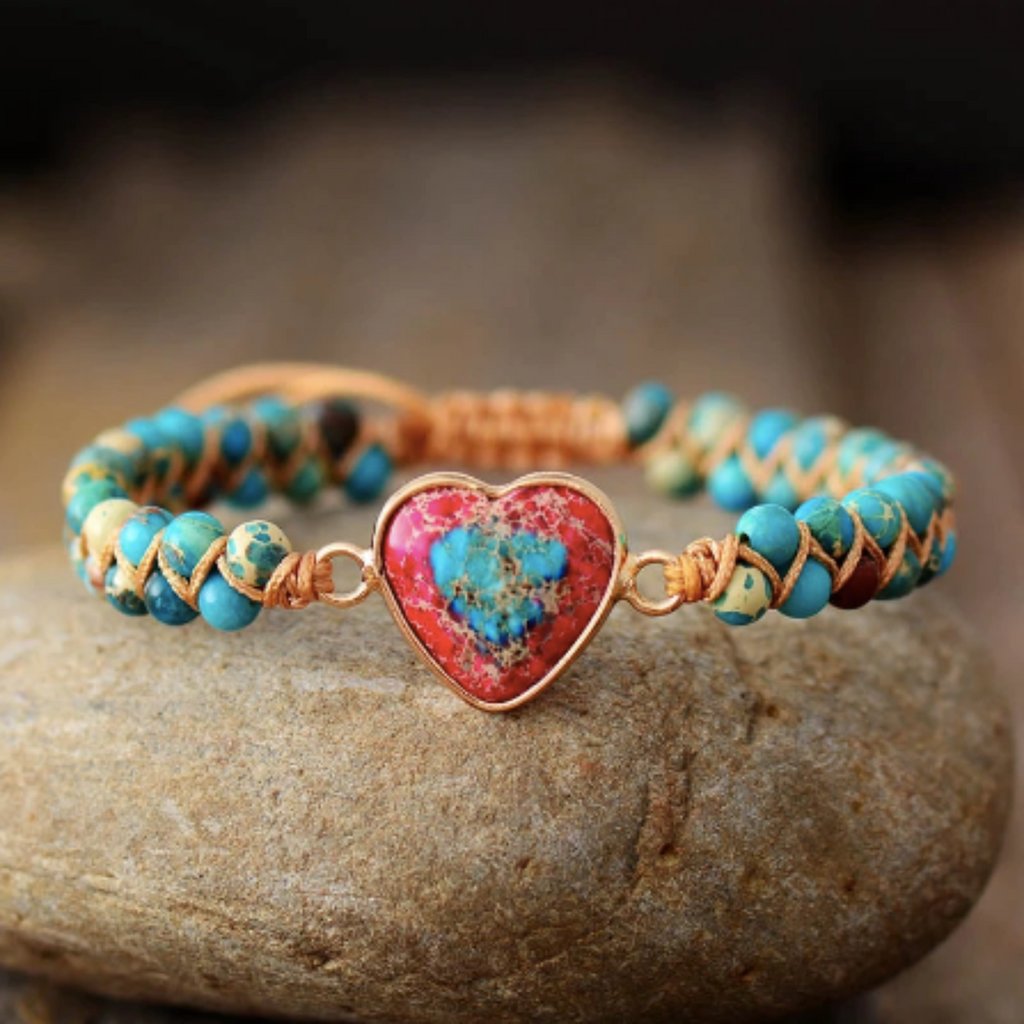 'Follow your Heart' Bracelet with Imperial Jasper & Turquoise gemstones
