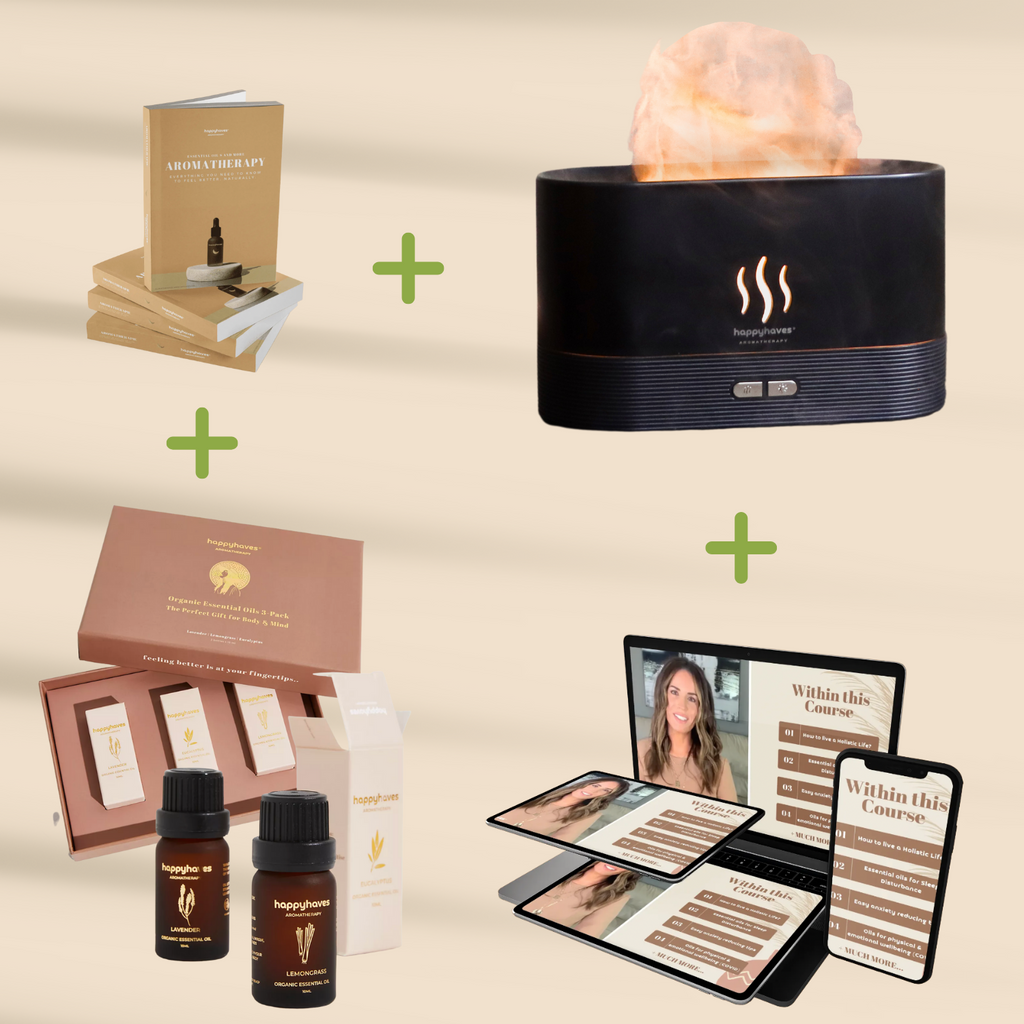 Special Bundle: 'Release the Fire Within' Diffuser, 3-pack oil set, Mindfulness Course & Essential Oil Guide