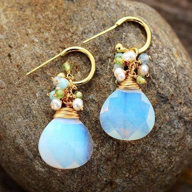 Opal Boho Earring With Beads
