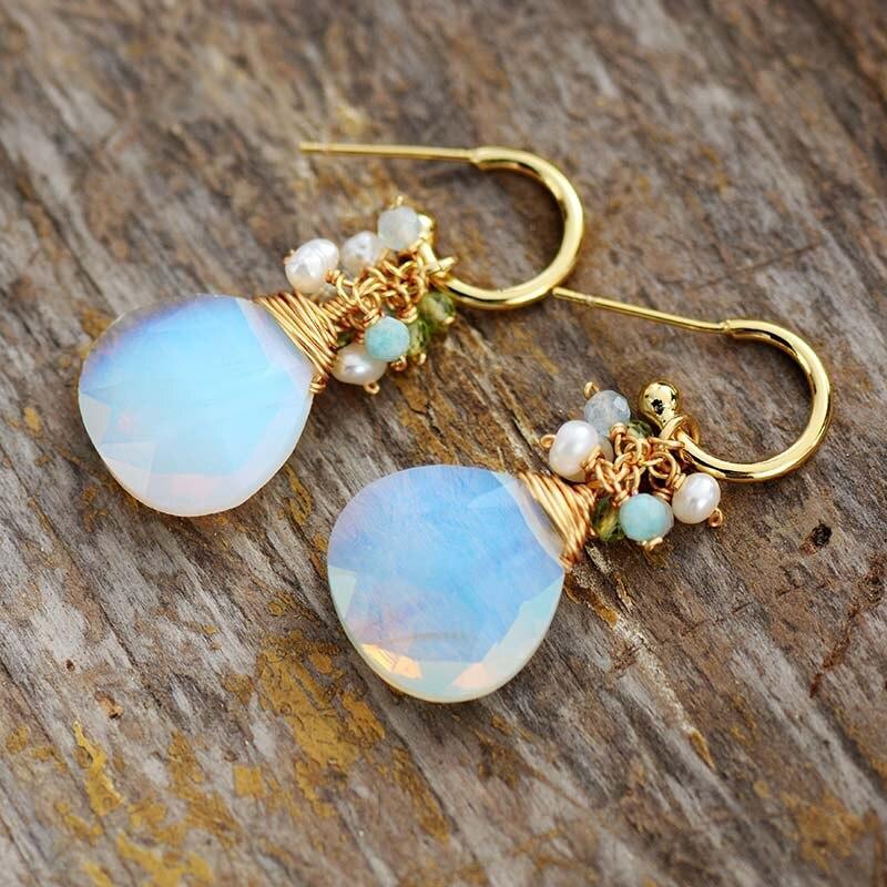 Opal Boho Earring With Beads